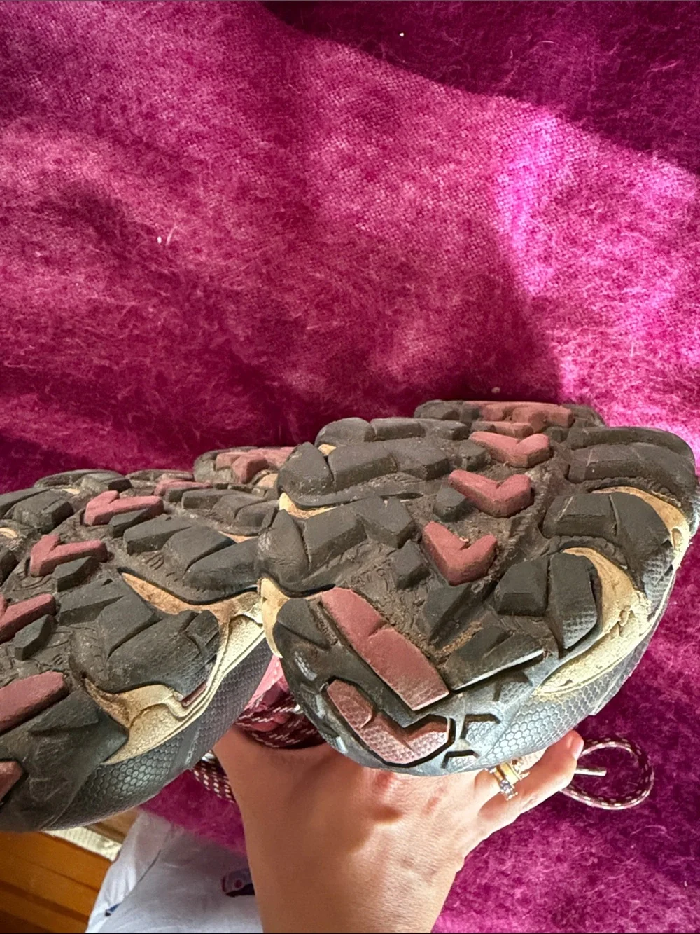 Women's Red Lace-Up Hiking Boots